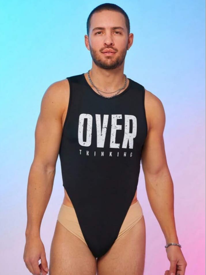 Men's English Letter Print Bodysuit